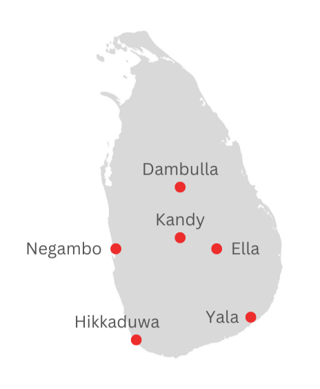 14 Days Sri Lanka Tour Map