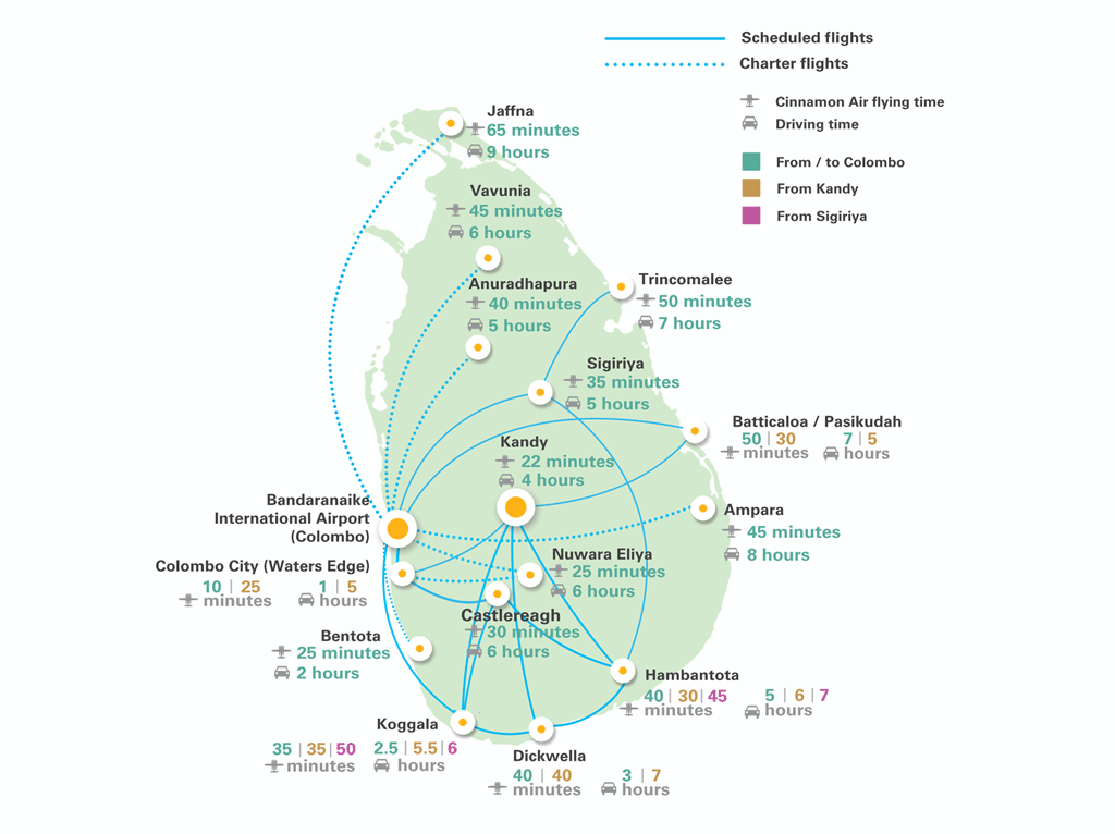 Cinnamon Air Flight Routes Map
